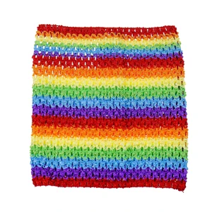 Rainbow Lined Tops Вязаные крючком топы-пачки с подкладкой 9x10 дюймов, вязаные топы для платьев-пачек, 1 предмет - Цвет: Rainbow Lined Tops