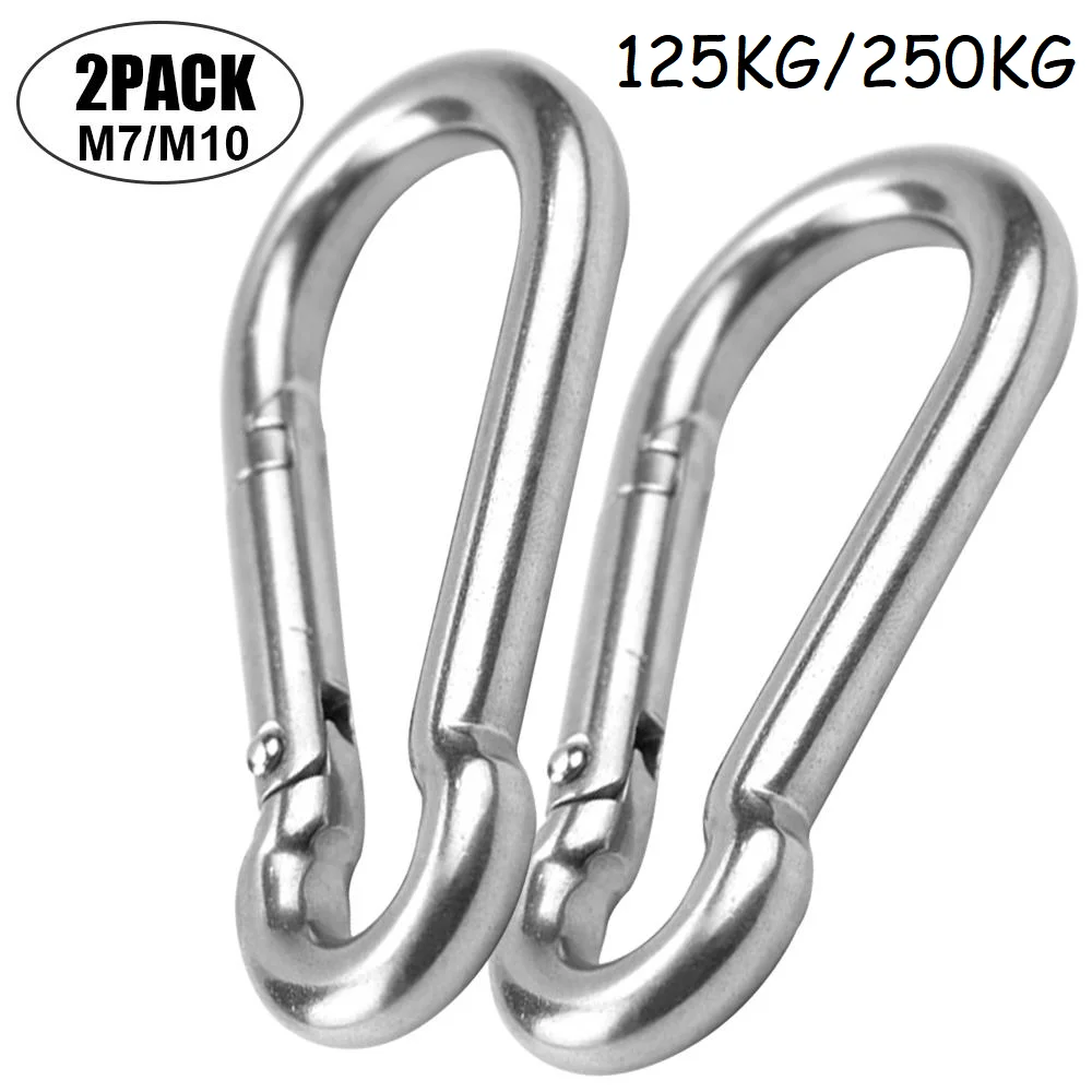 2PCS  Limited 250KG/125KG Large Carabiner Clip Heavy Duty Climbing Hook Buckle Keychain Link Stainless Steel Carabiner Clip