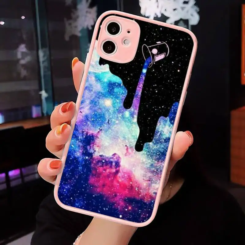 

space for galaxy Phone Case matte transparent For iphone 7 8 11 12 plus mini x xs xr pro max cover