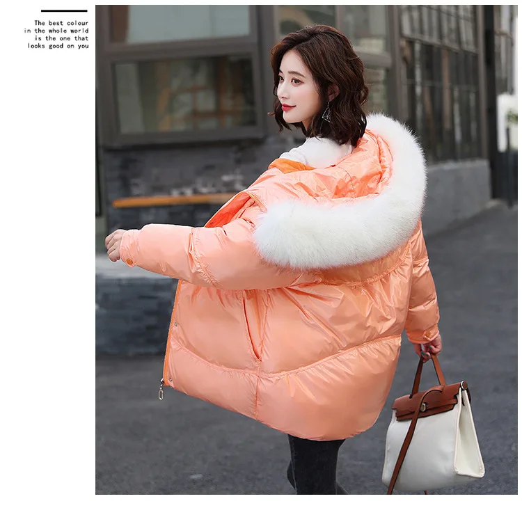 Women Casual Winter Outwear Jacket 2021 Winter Female Loose Fashion Solid Thick Hooded Fur Collar Parkas Oversized Parkas Coat