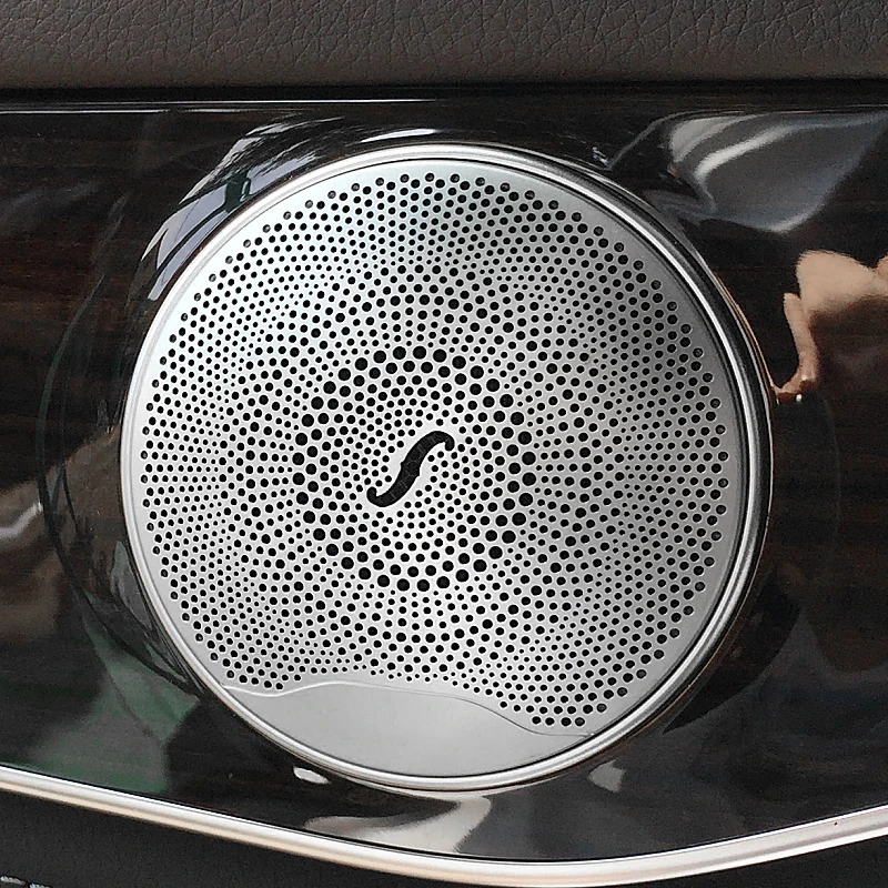 For Mercedes Benz AMG C E Class W205 W213 X253 GLC 4pcs Stainless Car Door Audio Speaker Decor Cover Loudspeaker 3D Trim Sticker