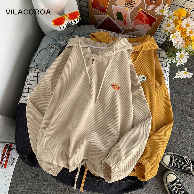 

Женская толстовка с капюшоном и вышивкой из мультфильма, корейский Свободный осенний базовый пуловер, топы, тонкий, с длинным рукавом