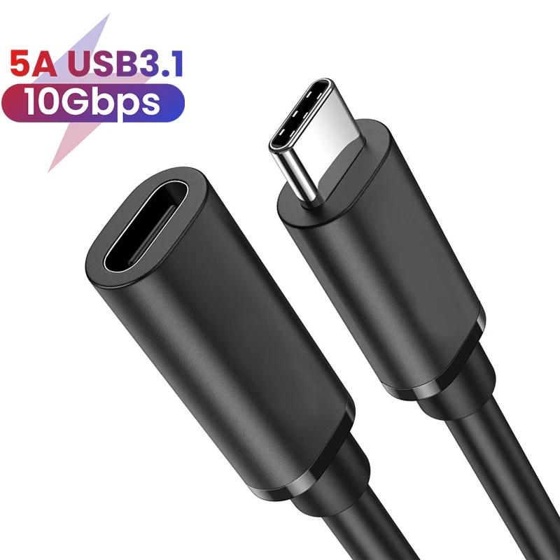 

HD 4K 60Hz PD 5A USB3.1 Type-C Extension Cable 100W Type C Gen 2 10Gbps Extender Cord For Macbook Nintendo Switch SAMSUNG Laptop