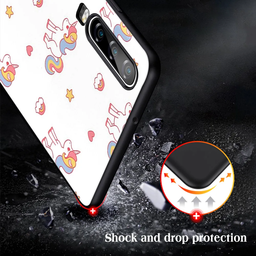 

Cute Unicorn Case for Huawei P40 P30 P20 Pro Lite Mate 30 40 20 Lite Pro Honor 30 20 10 9X Pro Lite P Smart 2020 Black TPU Cover