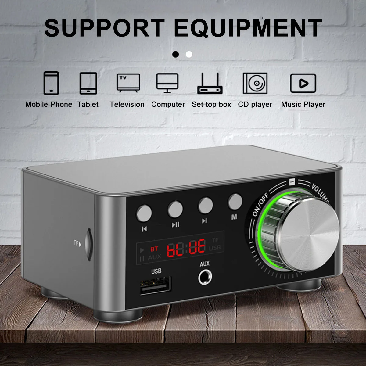 

Mini Audio HiFi Bluetooth 5.0 Power Class D Amplifier Tpa3116 Digital Amp 100W Home Audio Car Marine Supports multiple inputs