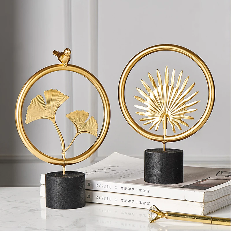 Аксессуары для украшения дома Скандинавская декорация золотые листья железная