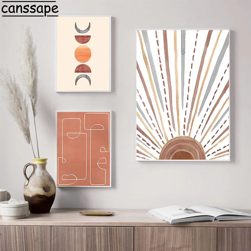 Sun Moon/стены художественная роспись Абстрактная Плакаты и принты Винтаж Холст