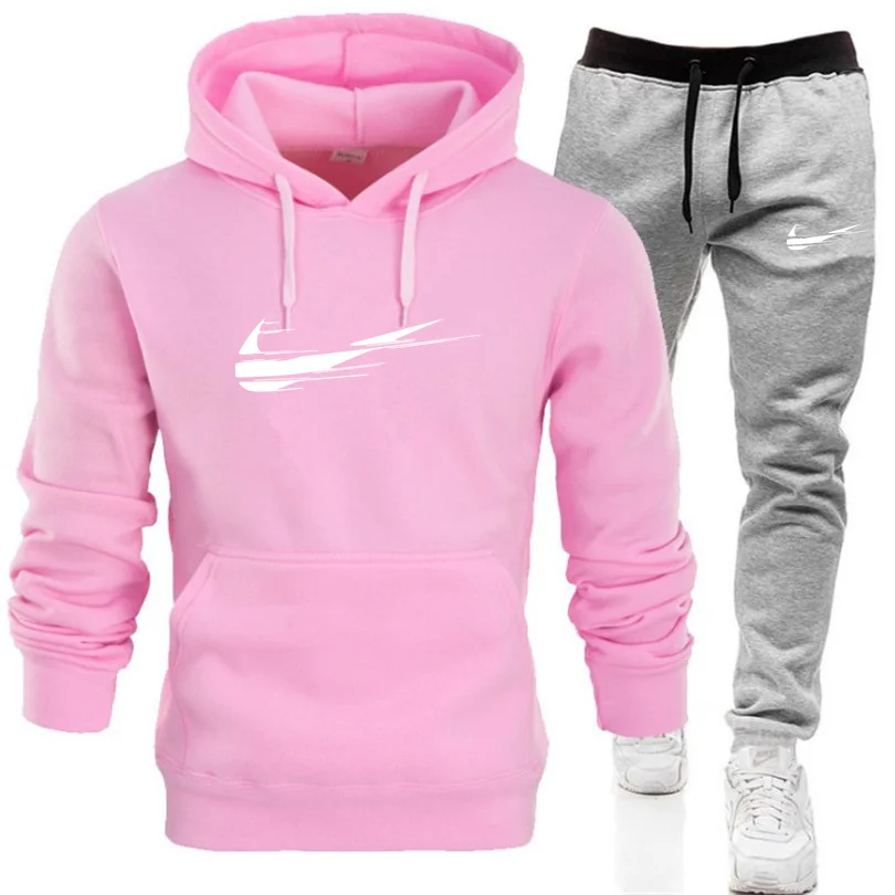 

2021 New Men's And Women's Clothing Gym Brand Clothing Sports Suit Fashion Casual Suit Printed Hoodie + Pants Casual Sportswear