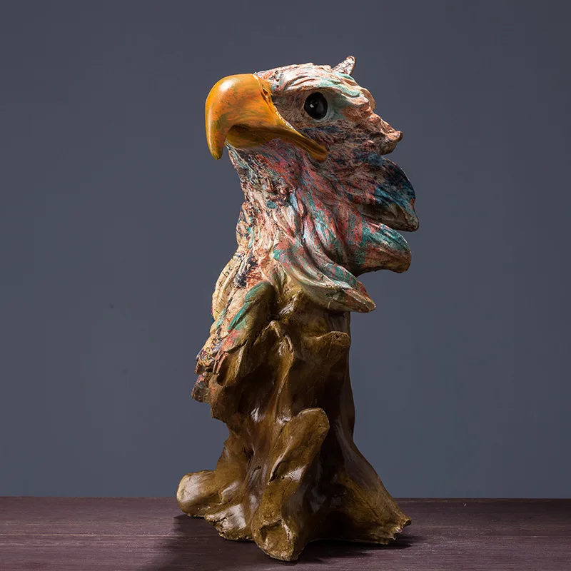 

ABSTRACTION EAGLE HEAD FAUX WOOD DECORATIVE FIGURINE RESIN PAINTING ARTS CRAFTS ANIMAL SCULPTURES LIVING ROOM DECORATION R193