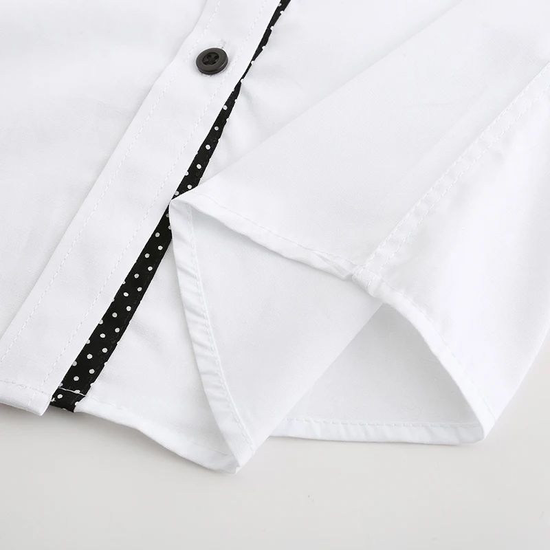 Dioufond 2020 летняя хлопковая блузка в горошек с коротким рукавом белая женская