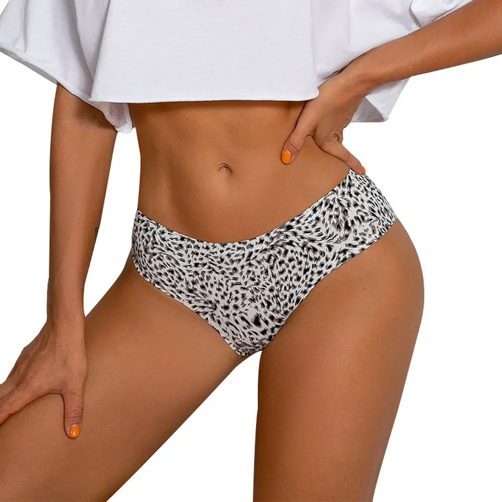 

Underwear Women Leopard Panties Sexy Lingerie Wild Retro Print Spots Femle Ice Silk Mid Waist Seamless Breathable Briefs