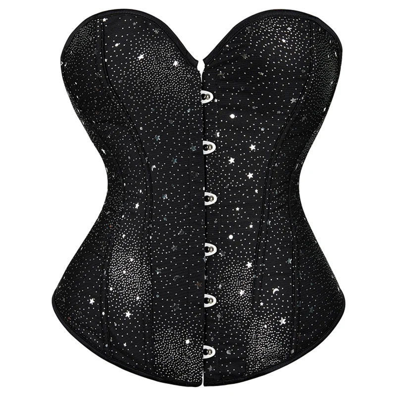 

Black Women's Overbust Corset Tops Plastic Boned Sexy Corsets and Bustiers Body Shaper Victorian Corselet