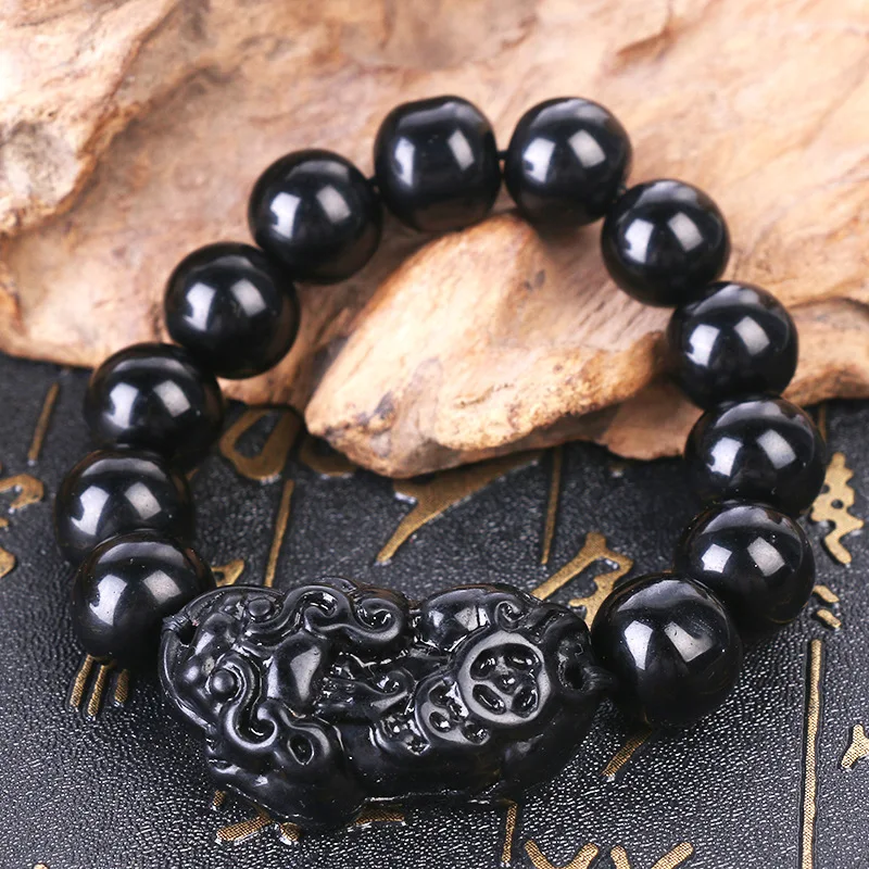 

Luck Black Onyx Pixiu Beads Bracelet Obsidian Couple Lover Fashion Bracelets Jewelry Gifts