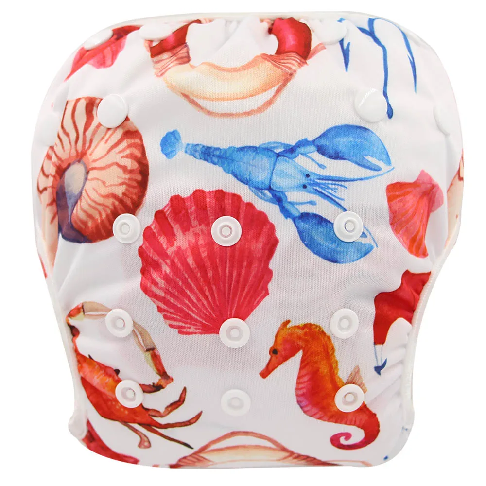 Детские многоразовые подгузники для плавания моющиеся с мультяшным рисунком
