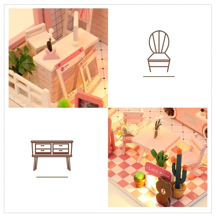 DIY деревянный дом Miniaturas с мебели DIY миниатюрный дом Каса Кукольный дом игрушки для детей подарки на день рождения коробка театр M33