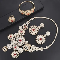 larrauri 4pcs hyperbolic necklace bangle drop earrings ring luxury dubai nigerian cz bridal wedding jewelry sets for women