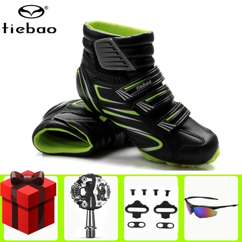 

TIEBAO Winter Cycling Shoes men add SPD pedal set sapatilha ciclismo mtb Bicycle Mountain Bike Self-locking