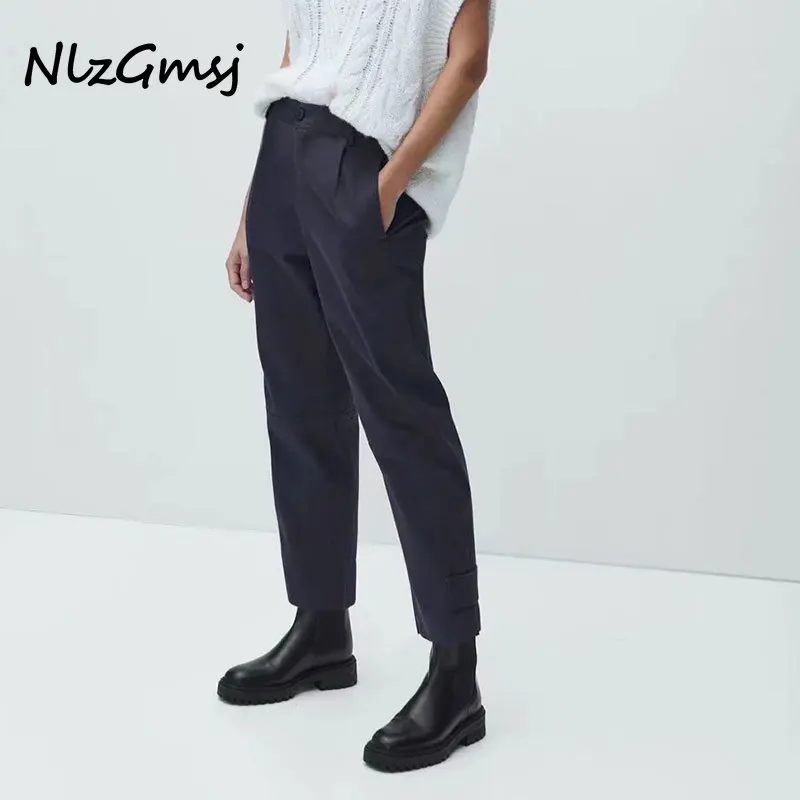 

Женские винтажные простые шаровары Nlzgmsj Za 2021 в английском стиле, женские брюки-карго, женские брюки 202111
