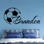 Футбольный мяч с именем-Wall Art, персонализированные именные виниловые наклейки, спортивные настенные декор фрески для мальчика спальни E944