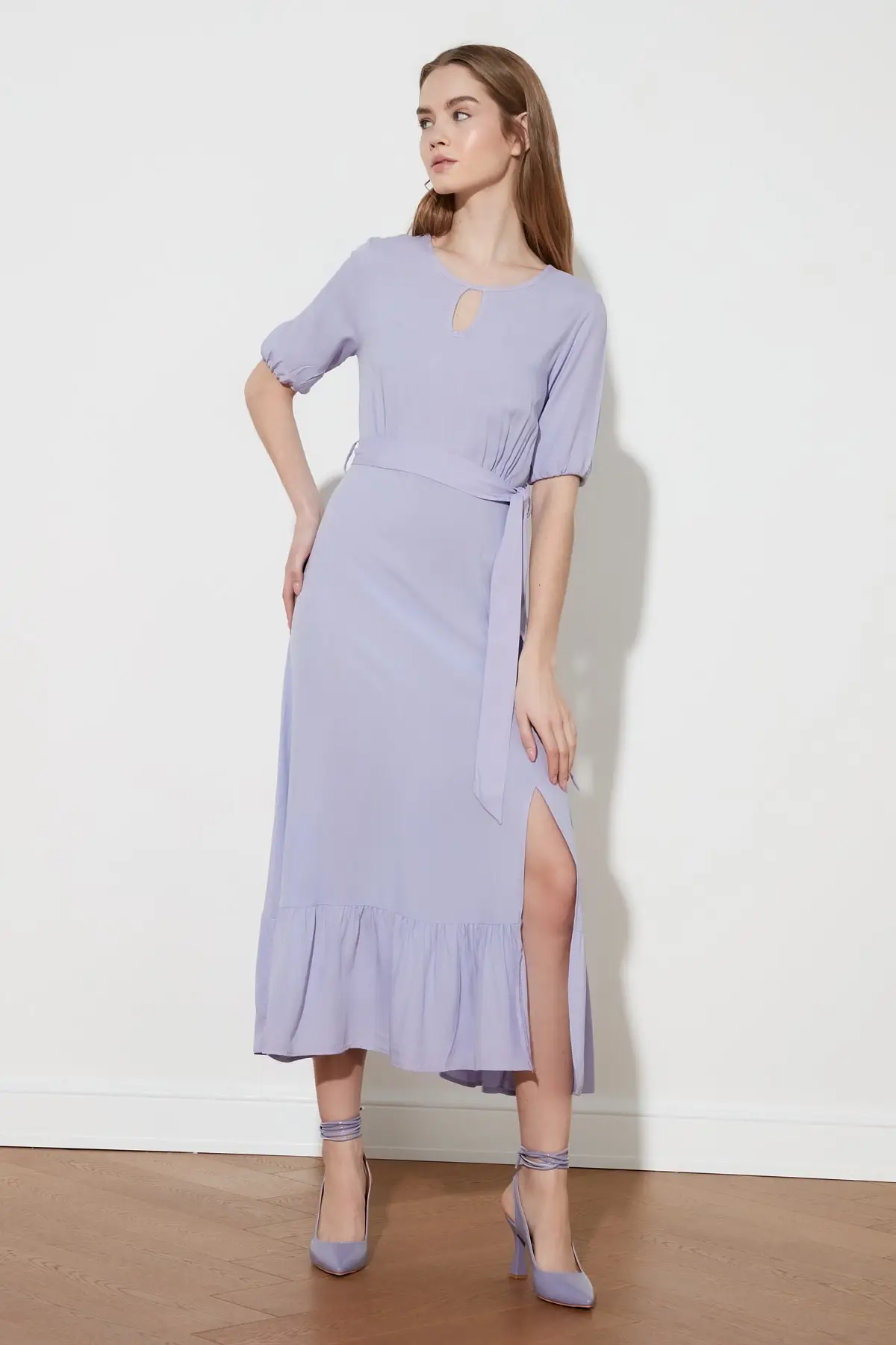 Trendyol платье в горошек с поясом TWOSS19XM0064|Женские платья| |