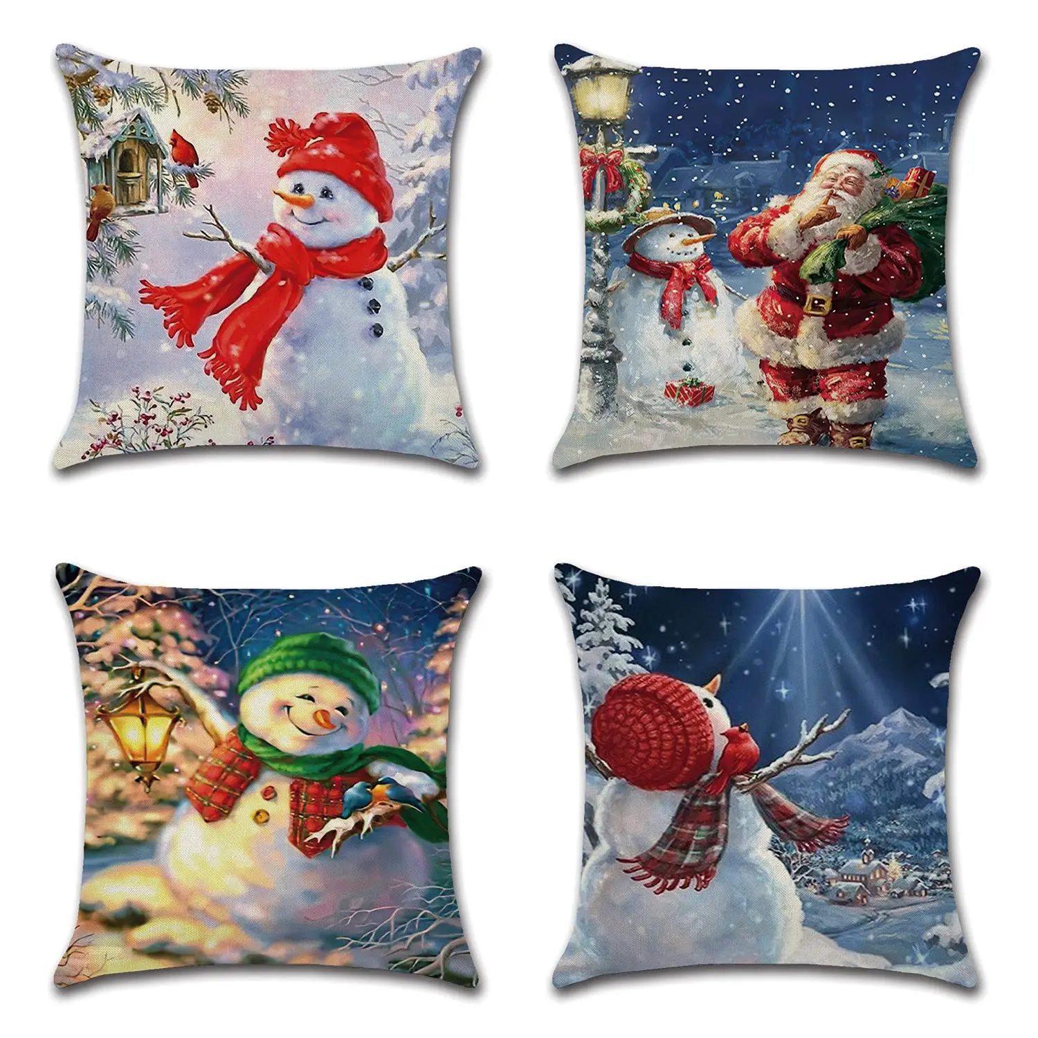 

Рождественское украшение, Санта-Клаус, снеговик, льняная наволочка, чехол для дивана, подушки, украшение для дома, возможно изготовление на ...