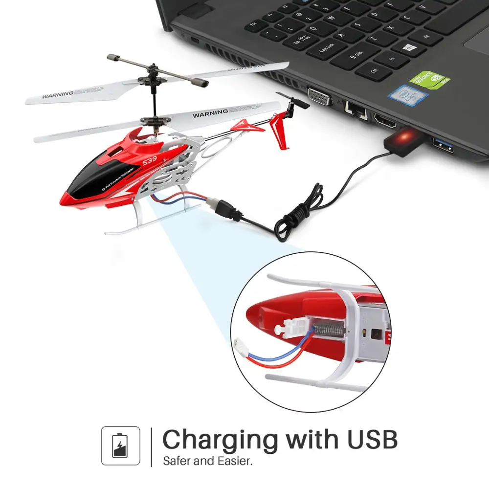 SYMA официальный S39 3CH Радиоуправляемый вертолет с функцией удержания высоты, алюминий, 2 батареи, анти-шок, пульт дистанционного управления, игрушка в подарок
