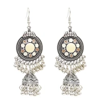 afghan retro long bell bead tassel pendant earrings for women india jhumka jhumki earrings gypsy bohemian ethnic bridal jewelry