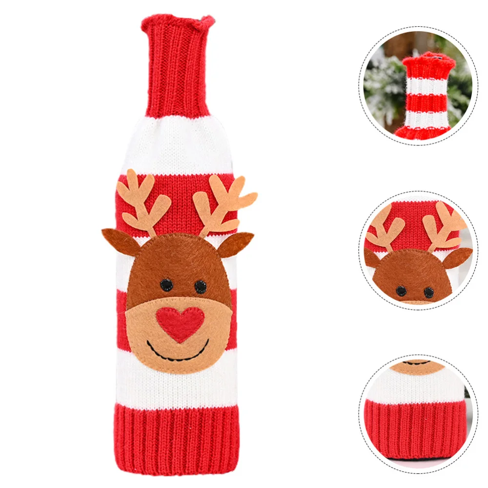

2pcs Christmas Striped Knitted Bottle Sleeve Bottle Bag Assorted Color