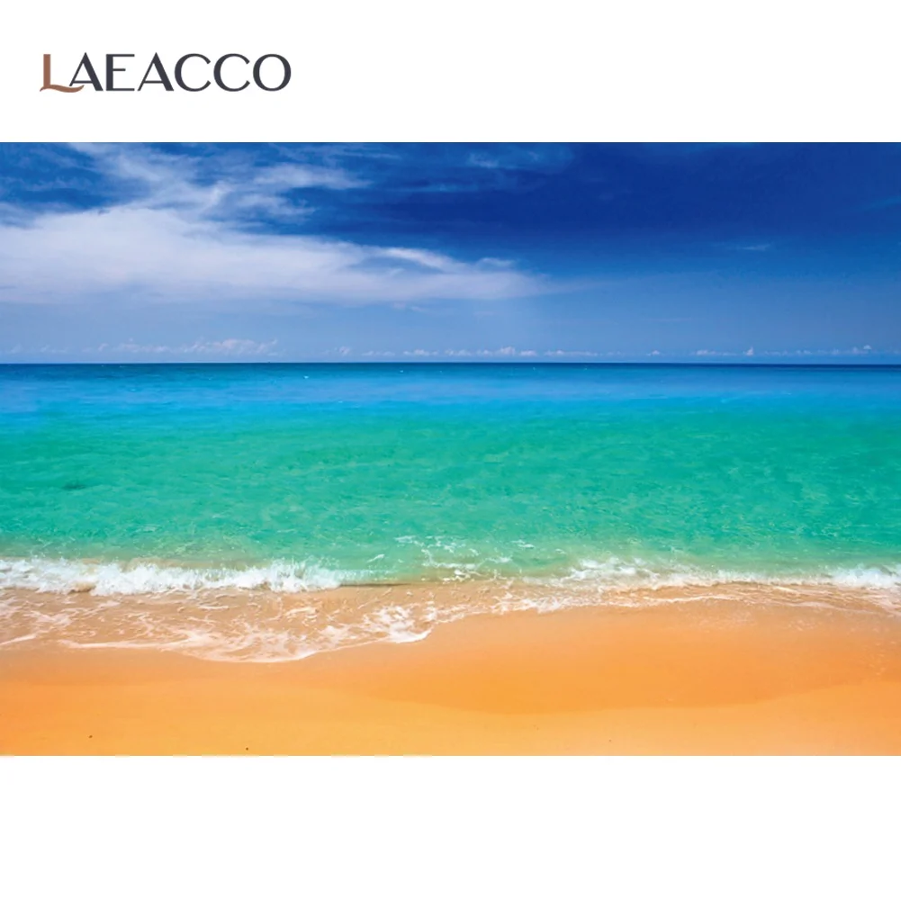 

Laeacco летних каникул с изображением моря пляжа песка, голубое небо облачно естественный вид фоновая фотография с изображением фон, фото-Деко...
