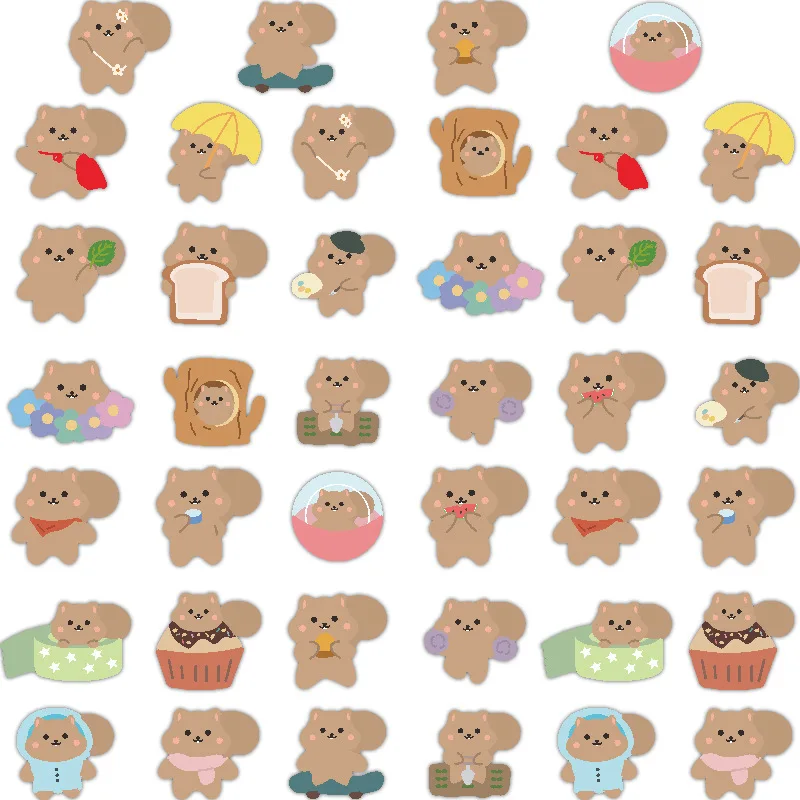 40 шт./упак. мультфильм милые Стикеры с белкой Водонепроницаемый скейтборд