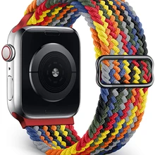 Braided Solo Loop strap For Apple Watch band 44mm 40mm 42mm 38mm pistachioFabric Nylon bracelet apple watch series 6 se 5 4 3 2