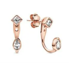 

925 Sterling Silver Pan Earring Rose Gold Geometric Shapes For Women Wedding Party Gift Fashion Jewelry