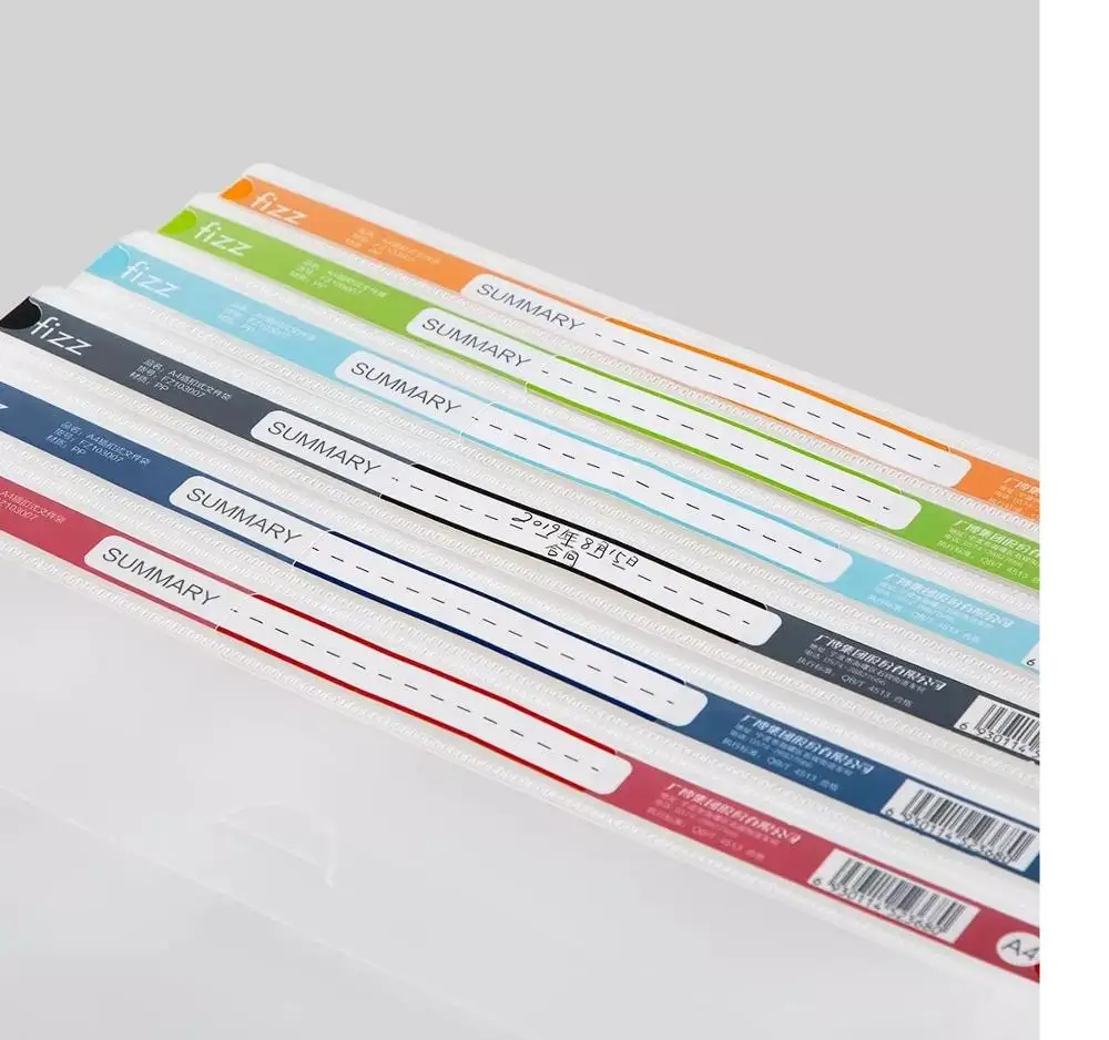 6pcs/set Original Fizz Buckle type Transparent File Holder Document storage bag 6 Colors | Канцтовары для офиса и дома