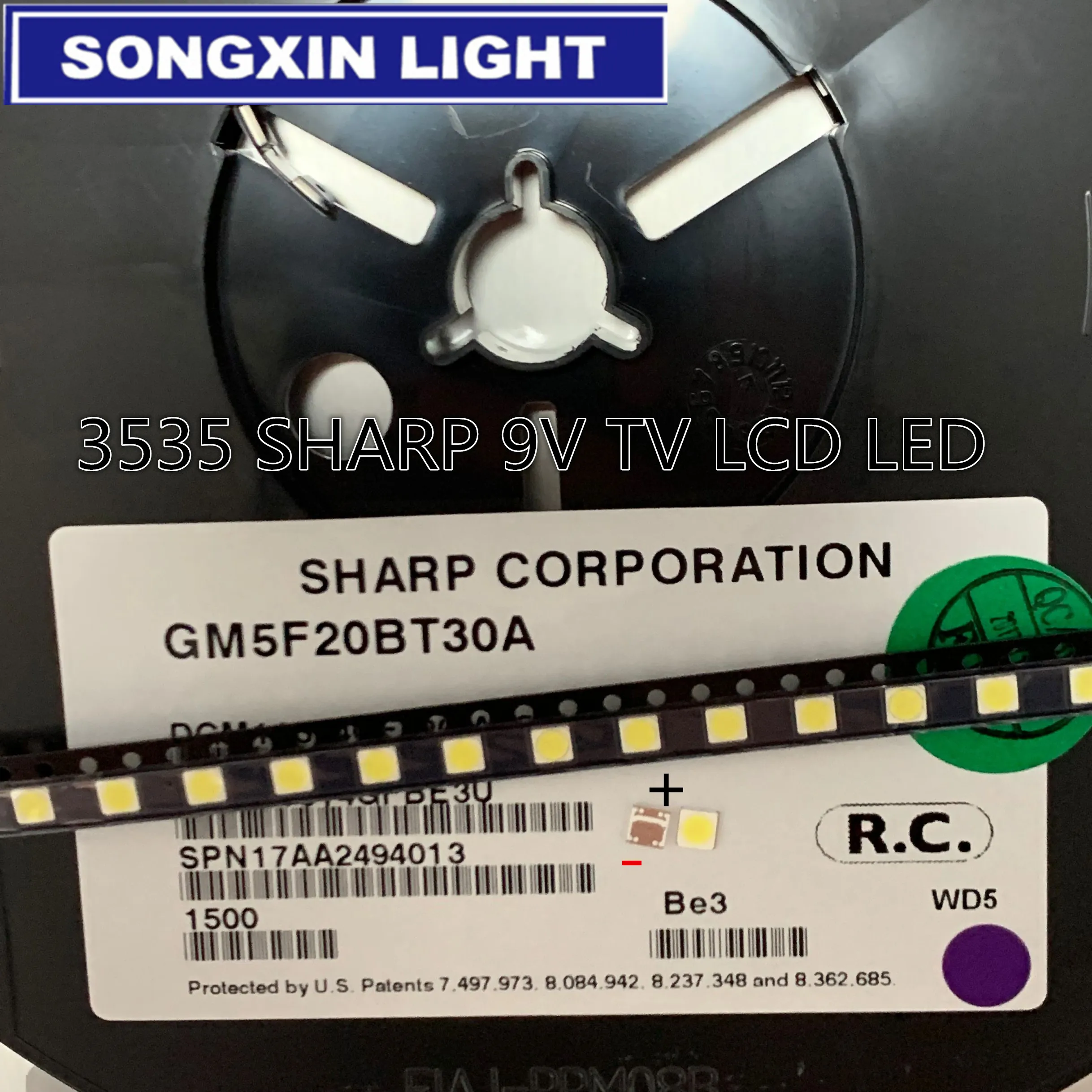 1500 шт. для SHARP LED TV ЖК подсветка 3 чипа ремонта ТВ СВЕТОДИОДНЫЙ ная 1 Вт 9 В 3535 3537