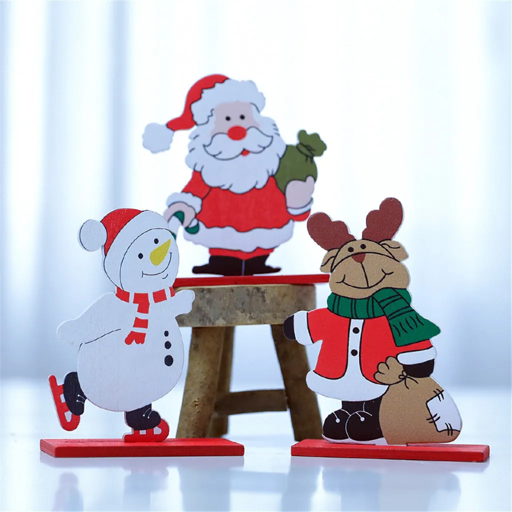 Креативные расписные деревянные украшения в виде оленя снеговика Санта Клауса