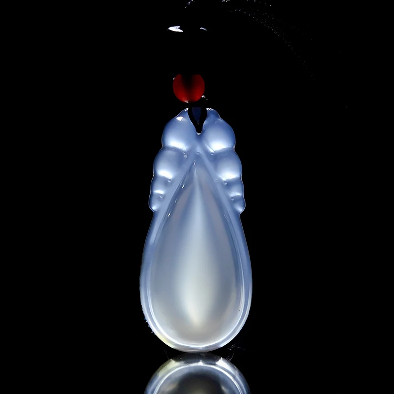 

Natural ice white chalcedony water droplets wishful pendant jade pendant to ensure safety