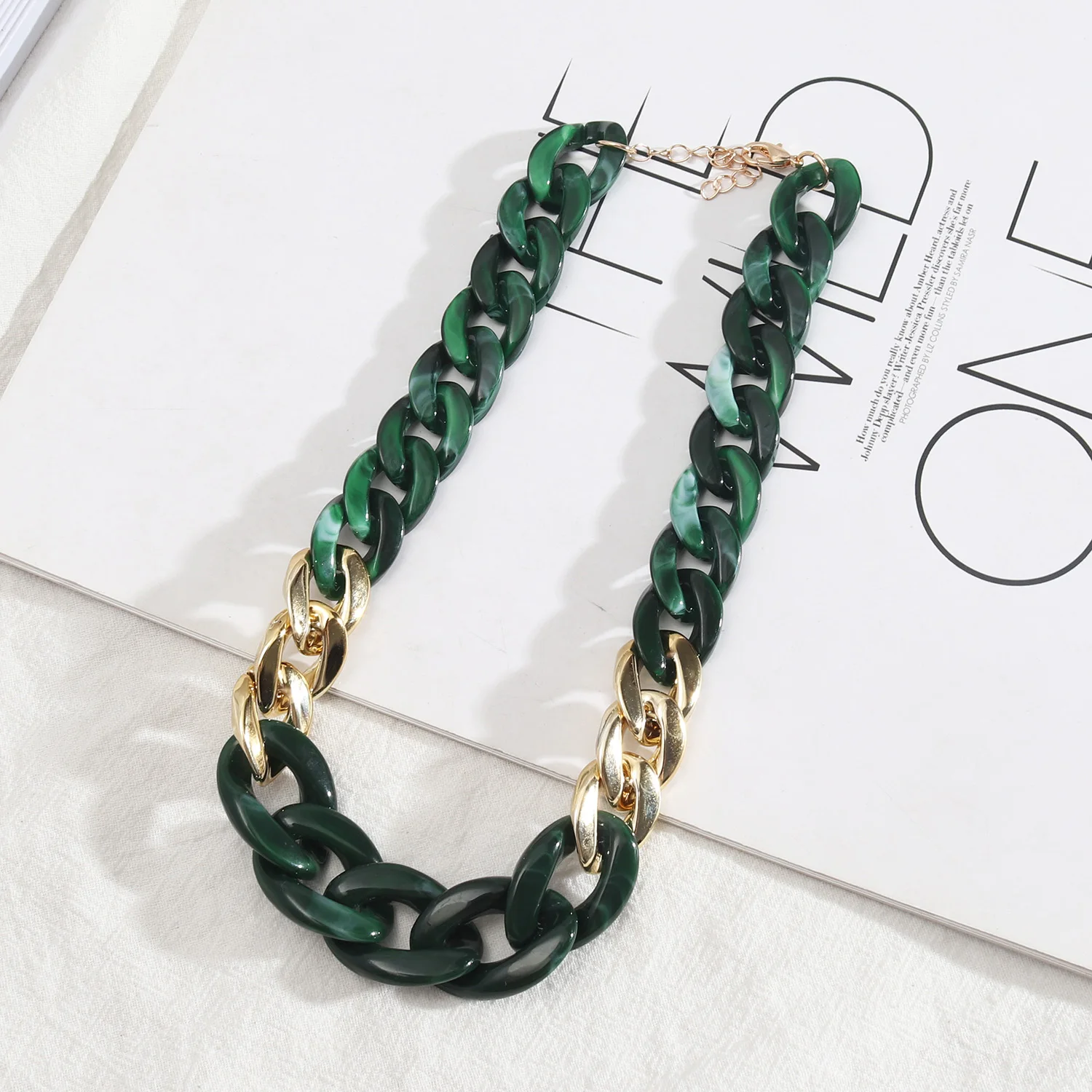 

Acrylic Resin Link Chain Candy Color Choker Necklaces for Fashion Women Party Gift