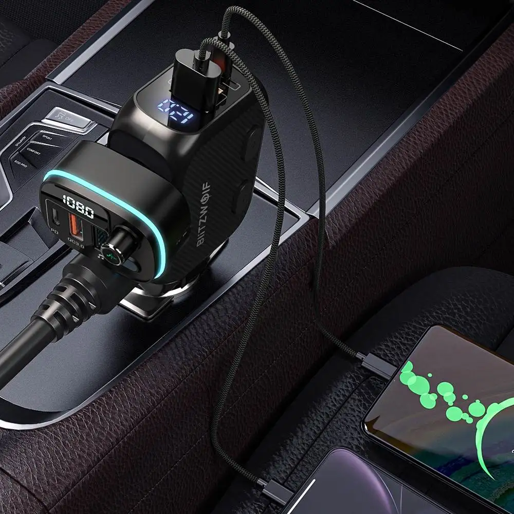 

BlitzWolf BW-CLA1 Car Charger With Dual 150W Power Socket Splitter Adapter QC3.0 USB Car Charger LED Display for Smartphone