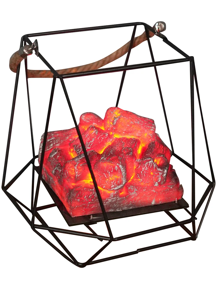 

European Style Imitation Charcoal Flame Lamp LED Iron Lightornaments Decorative Christmas Halloween Scene Decoration Props Fine