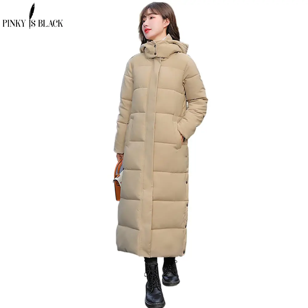 PinkyIsBlack 2022 New Winter Women Jacket X-long Hooded Cotton Padded Female Winter Coat Womens Parka High Quality Warm Outwear