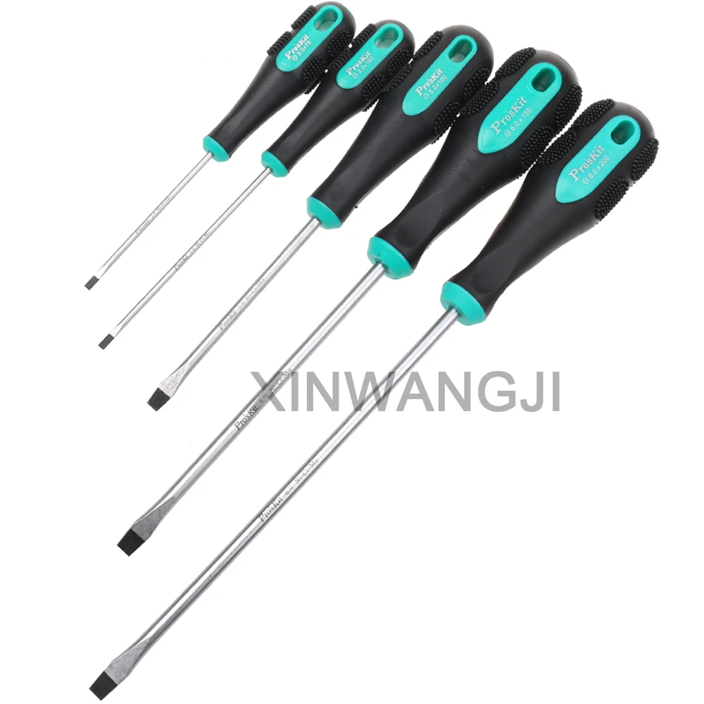 Pro'sKit зеленая черная Прецизионная шлицевая отвертка двойной цвет нескользящий ремонт электроприборов ручные инструменты DIY Отвертки