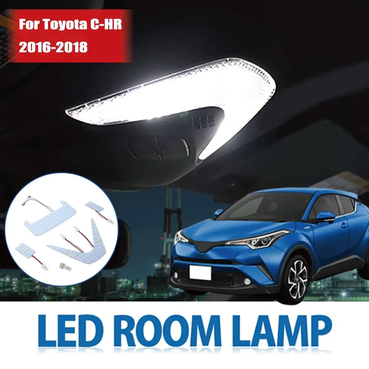

For Toyota C-HR CHR White LED Interior Reading Lights 2835SMD 102 LEDs 6000K LED Light Ceiling Interior Signal Lamp Sticker