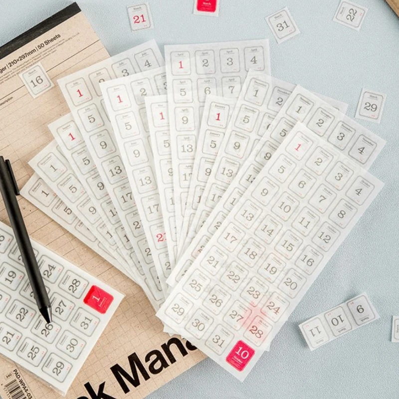 12 листов 365 дней календарь Васи этикетка ежедневник Руководство стикер DIY Ремесло