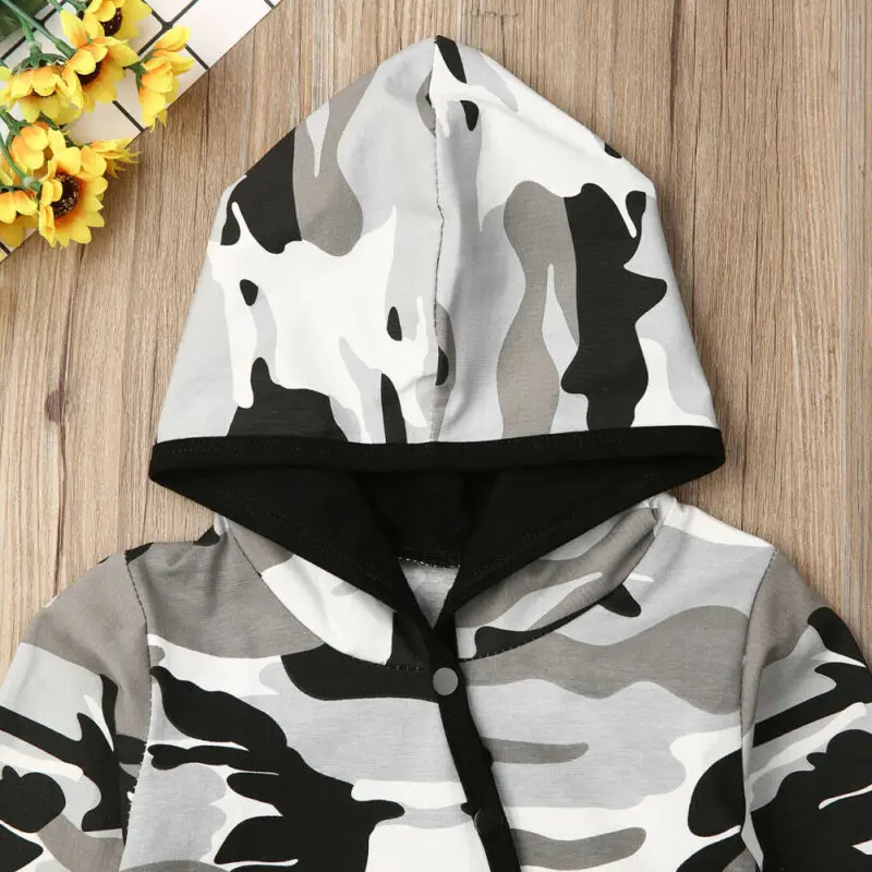 Emmababy Baby Boy Clothes Long Sleeve Camouflage print Rompers warm spring autumn cotton Hooded romper Playsuit |