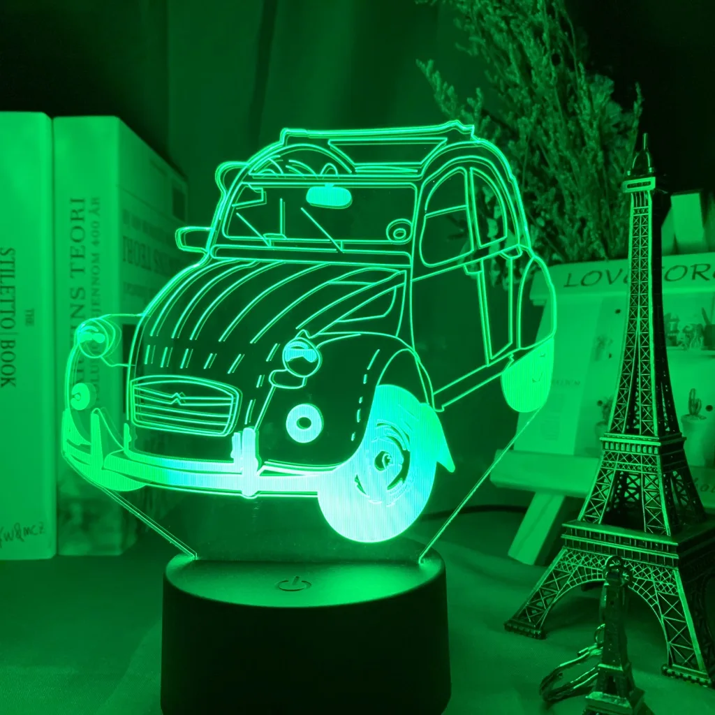 Винтаж автомобиль 2cv 3d иллюзия светодиодный Ночной светильник для украшения дома детская Спальня взрослых офисный Декор Светильник крутая Классическая автомобиля 3d лампа