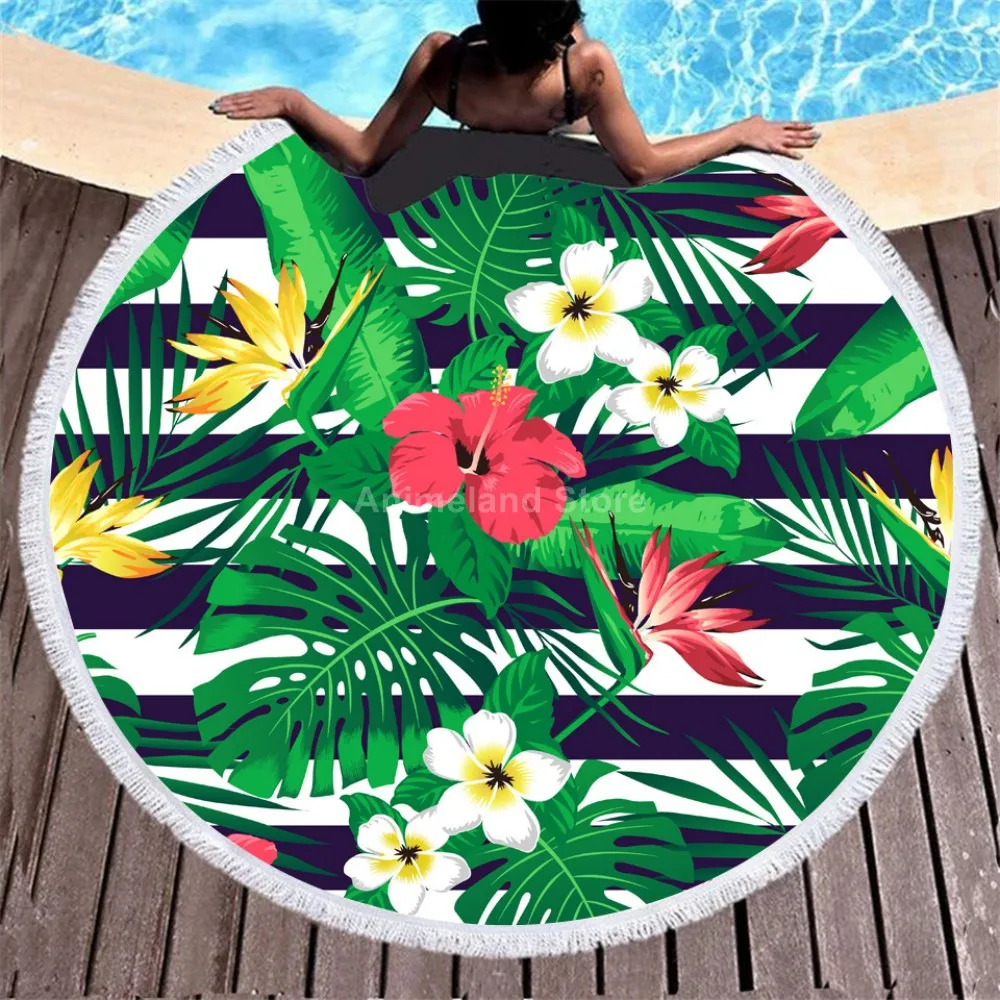 Пляжное полотенце с тропическими листьями Ins 3d изящное банное из микрофибры