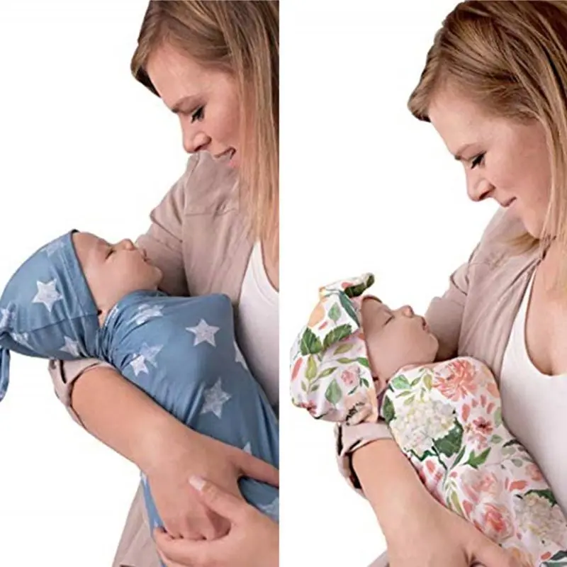 

Baby Wrap Sleeping Bag Cute Blanket with Hat Swaddle Newborn Anti-shock Towel