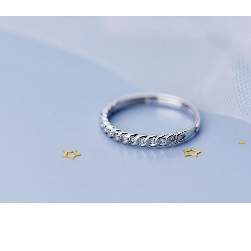 Женское кольцо с полой цепью MloveAcc минималистичное из стерлингового серебра 925