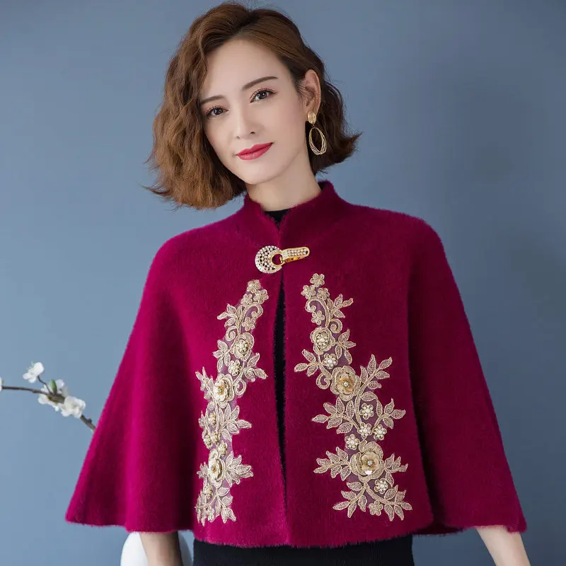 Заводская цена изящный женский свитер из искусственного меха норки шали с