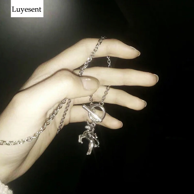 Панк Металлический классный Единорог цепочки унисекс ожерелье для мужчин и